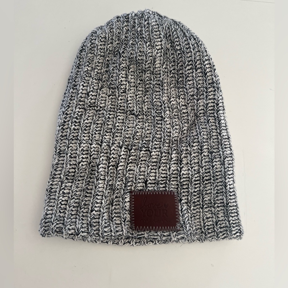 Love Your Melon Beanie Style Black & White Knit Cotton Hat
